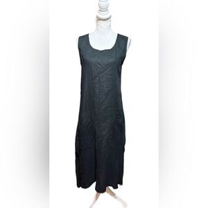 FREAKY FLAX LINEN LAGENLOOK MIDI DRESS WITH POCKETS size small